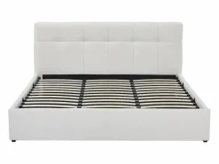 Vente-unique Canapé abatible King Size 180 x 200 cm en tela bouclé blanca + colchón - MAZIRI