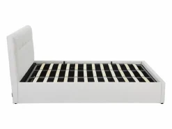 Vente-unique Canapé abatible King Size 180 x 200 cm en tela bouclé blanca + colchón - MAZIRI