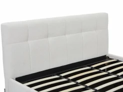 Vente-unique Canapé abatible King Size 180 x 200 cm en tela bouclé blanca + colchón - MAZIRI