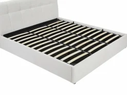 Vente-unique Canapé abatible King Size 180 x 200 cm en tela bouclé blanca + colchón - MAZIRI