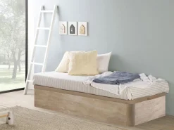 Outlet Canapé abatible90 x 200 cm - Natural claro - HESTIA de YSMÉE Somier Con Canapé