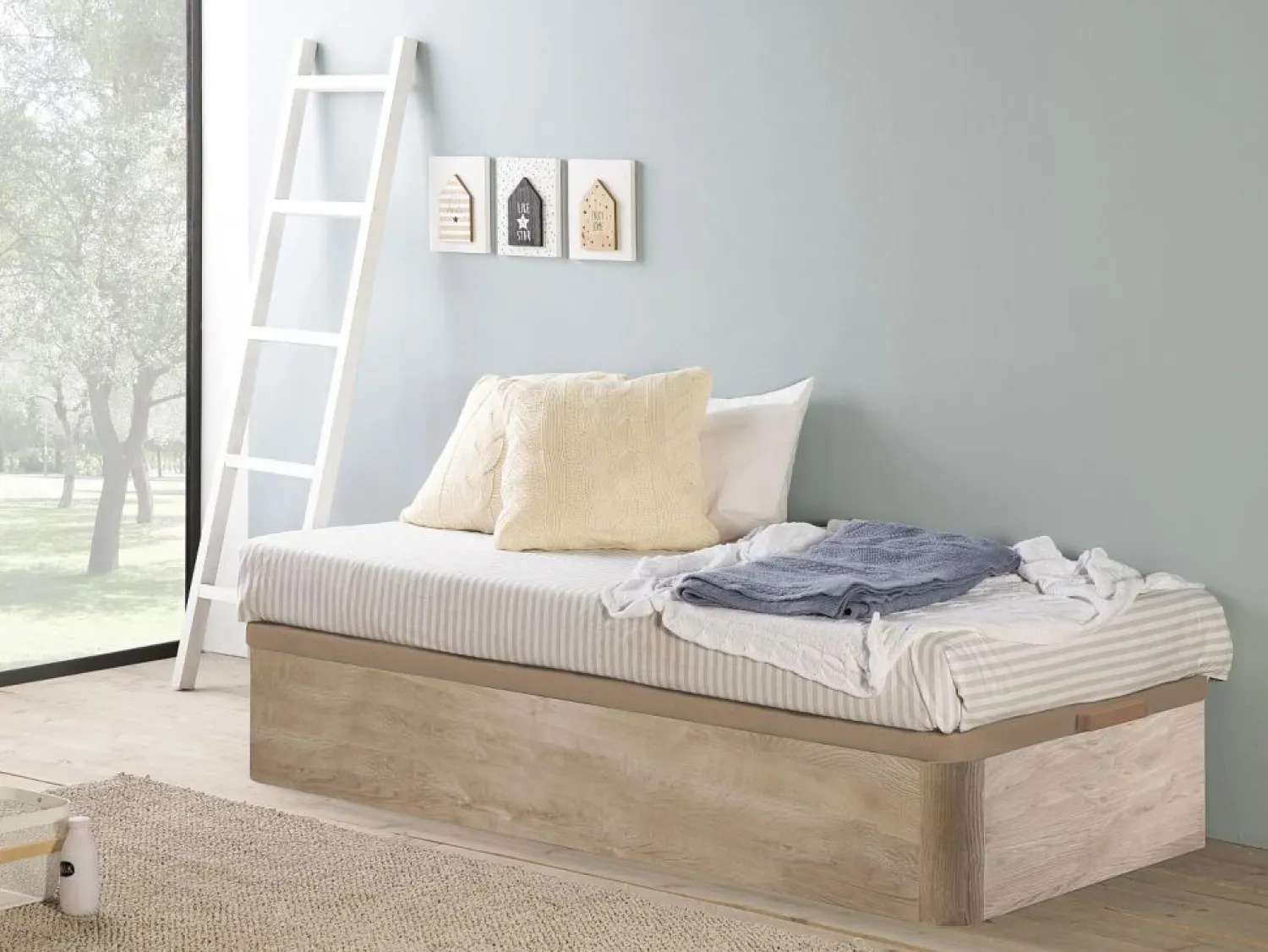 Outlet Canapé abatible90 x 200 cm - Natural claro - HESTIA de YSMÉE Somier Con Canapé