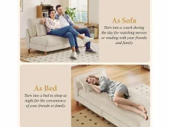Best DripeX Canapé de esquina reversible en terciopelo acanalado - 2 plazas + méridienne - - 256 x 160 x 88 cm Beige
