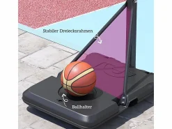 Canasta de baloncesto ajustable con soporte rodante, altura 146-236 cm, plástico, (175 x 71 x 270 cm)