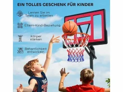 Canasta de baloncesto ajustable para niños, altura regulable de 200 a 260 cm, con ruedas y base con peso, de plástico, color (83 x 2 x 310 cm)