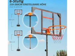 Canasta de baloncesto ajustable para niños, con ruedas y soporte, de plástico, color (82 x 53 x 306 cm)