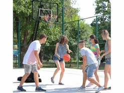 Sale Canasta de baloncesto de altura regulable (293-350 cm), con tablero de acero y ruedas, para jardín y pista deportiva, color (111 x 70,5 x 350 cm) Negro