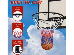 Online Canasta de baloncesto de repuesto resistente, para montaje en pared o puerta, de hierro y nailon, color (60 x 52 x 12 cm) Negro