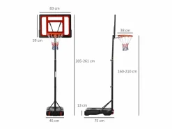 Homcom Canasta de baloncesto negro y rojo 75x83x261 cm