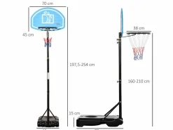 Clearance Homcom Canasta de baloncesto negro y azul 76x70x254 cm Multicolor
