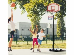 Canasta de baloncesto para exterior ajustable y portátil, de metal, color blanco y , con ruedas y base rellenable (75,5x71x250 cm)