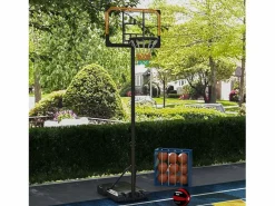 Clearance Canasta de baloncesto regulable en altura con soporte, acero, color , ruedas incluidas (71x74x264 cm) Negro