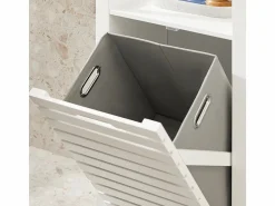 Sobuy Canasto para la Colada Mueble de baño con cesto para Ropa Sucia Amario para baño 42 x 30 x 90 cm BZR67-W ES