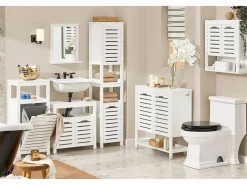 Sobuy Canasto para la Colada Mueble de baño con cesto para Ropa Sucia Amario para baño 42 x 30 x 90 cm BZR67-W ES