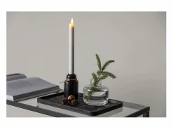 Outlet Candelabro Ulricehamn con luz LED negra. Portavelas Y Vela