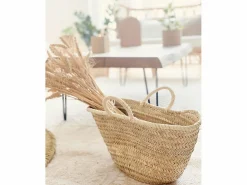 New DECOWOOD Capazo de esparto natural de 50x35x35cm - MENORCA - Beige