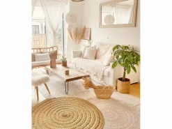 New DECOWOOD Capazo de esparto natural de 50x35x35cm - MENORCA - Beige