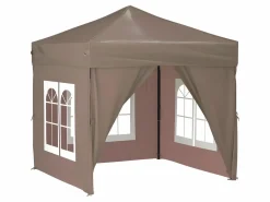 Discount Carpa de fiesta plegable con paredes laterales gris taupe 2x2 m ES720416 Topo