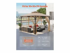 Clearance Carpa de Jardín SucceBuy Pantalla para Cenador de 305 x 305 x 213.5 cm (Malla Incluida) Caqui