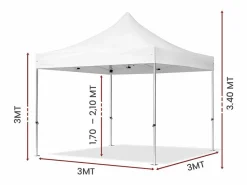 New Carpa plegable profesional de aluminio con estructura hexagonal, Market-Pro 3X3, color , impermeable Blanco
