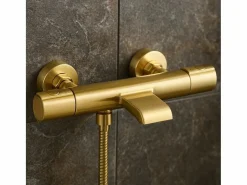 Outlet Essebagno Carra mezclador termostático para bañera y ducha oro cepillado Dorado