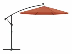 Garden Furniture Carrickboy Sombrilla jardín voladiza con luces LED palo de acero terracota