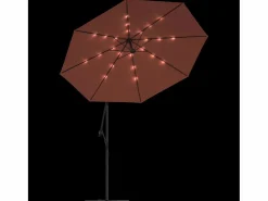 Garden Furniture Carrickboy Sombrilla jardín voladiza con luces LED palo de acero terracota