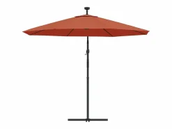 Garden Furniture Carrickboy Sombrilla jardín voladiza con luces LED palo de acero terracota