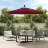 Outlet Garden Furniture Carrickboy Sombrilla jardín voladiza con luces LED palo de acero rojo vino