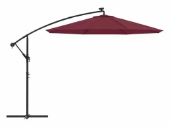 Outlet Garden Furniture Carrickboy Sombrilla jardín voladiza con luces LED palo de acero rojo vino