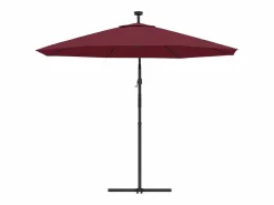 Outlet Garden Furniture Carrickboy Sombrilla jardín voladiza con luces LED palo de acero rojo vino
