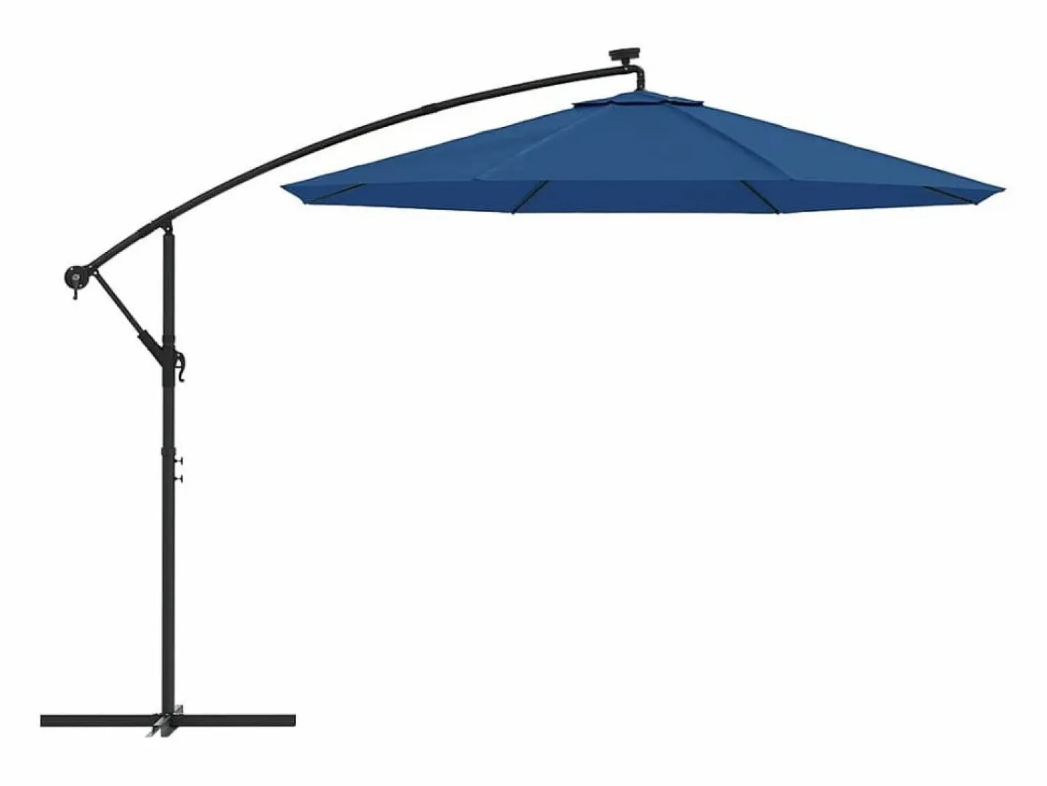 Discount Garden Furniture Carrickboy Sombrilla voladiza con luces LED y poste de acero azul 300 cm