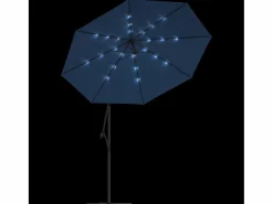 Discount Garden Furniture Carrickboy Sombrilla voladiza con luces LED y poste de acero azul 300 cm