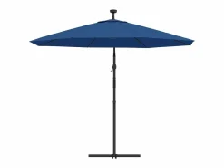 Discount Garden Furniture Carrickboy Sombrilla voladiza con luces LED y poste de acero azul 300 cm