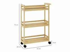 Discount Carrito auxiliar Cover 3 niveles con ruedas natural 75x55x20 cm Mueble De Aseo
