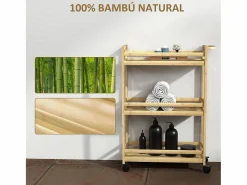 Discount Carrito auxiliar Cover 3 niveles con ruedas natural 75x55x20 cm Mueble De Aseo