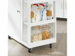 New Carrito Auxiliar de Cocina Tres estantes y una Puerta 60x40x90cm FKW75-WN ES Mueble Camarera