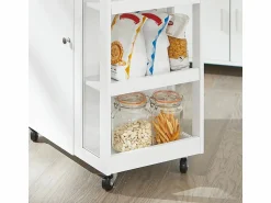 New Carrito Auxiliar de Cocina Tres estantes y una Puerta 60x40x90cm FKW75-WN ES Mueble Camarera