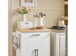 Online Sobuy Carrito Auxiliar de Cocina con 2 Puertas 1 Cajón 1 Toallero y 4 Ruedas Carro de Servir Multiusos Armario de Cocina 74.5x 45,5 x 91 cm FKW119-WN ES Blanco