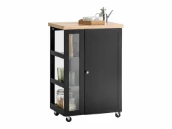 Hot Carrito Auxiliar de Cocina con 3 Estantes 1 Puerta y 4 Ruedas Carrito de Servir Multiusos 60 x 40 x 90 cm FKW75-SCH ES Mueble Camarera