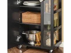 Hot Carrito Auxiliar de Cocina con 3 Estantes 1 Puerta y 4 Ruedas Carrito de Servir Multiusos 60 x 40 x 90 cm FKW75-SCH ES Mueble Camarera
