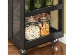 Hot Carrito Auxiliar de Cocina con 3 Estantes 1 Puerta y 4 Ruedas Carrito de Servir Multiusos 60 x 40 x 90 cm FKW75-SCH ES Mueble Camarera