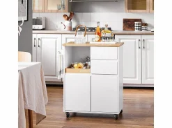 Discount Sobuy Carrito Auxiliar de Cocina con 2 Cajones FKW123-WN ES Blanco