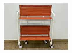 Don Hierro Carrito auxiliar plegable con ruedas - Estructura metálica blanca, 2 estantes laminados color Rayas adas – 72*66*43 cm - BAUHAUS