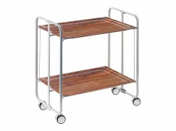 Don Hierro Carrito auxiliar plegable con ruedas - Estructura metálica gris, 2 estantes laminados color Cedro – 72*66*43 cm - BAUHAUS