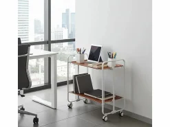 Don Hierro Carrito auxiliar plegable con ruedas - Estructura metálica gris, 2 estantes laminados color Cedro – 72*66*43 cm - BAUHAUS