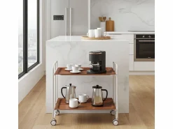 Don Hierro Carrito auxiliar plegable con ruedas - Estructura metálica gris, 2 estantes laminados color Cedro – 72*66*43 cm - BAUHAUS