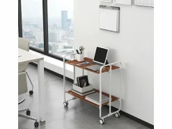 Don Hierro Carrito auxiliar plegable con ruedas - Estructura metálica gris, 2 estantes laminados color Cedro – 72*66*43 cm - BAUHAUS