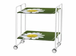 Don Hierro Carrito auxiliar plegable con ruedas - Estructura metálica blanca, 2 estantes laminados Decorado Manzanilla – 72*66*43 cm - BAUHAUS