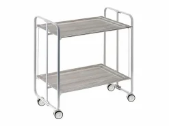 Don Hierro Carrito auxiliar plegable con ruedas - Estructura metálica gris, 2 estantes laminados color Fresno – 72*66*43 cm - BAUHAUS